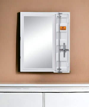 Homeroots 32" White Rectangle Mounts To Dresser Dresser Mirror  Metal,Mirror,Composite Wood 486462