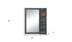 Homeroots 32" Gunmetal Rectangle Mounts To Dresser Dresser Mirror  Metal,Mirror,Composite Wood 486463