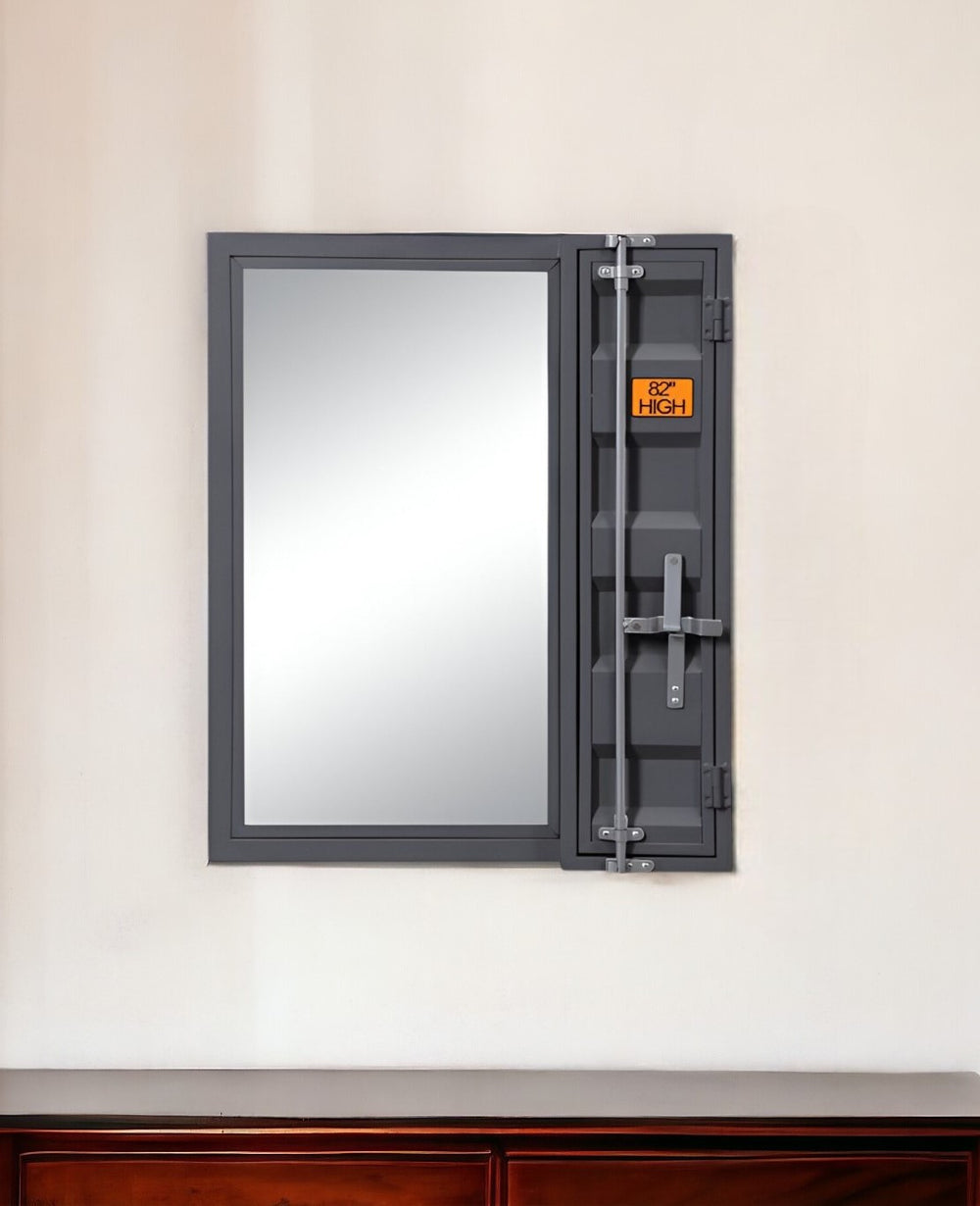 Homeroots 32" Gunmetal Rectangle Mounts To Dresser Dresser Mirror  Metal,Mirror,Composite Wood 486463