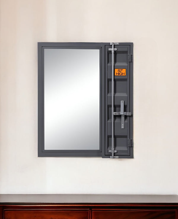 Homeroots 32" Gunmetal Rectangle Mounts To Dresser Dresser Mirror  Metal,Mirror,Composite Wood 486463