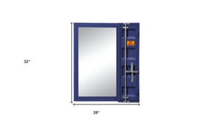 Homeroots 32" Blue Finish Dresser Mirror  Metal,Mirror,Composite Wood 486464