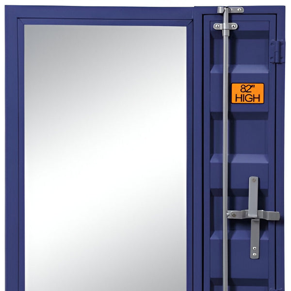 Homeroots 32" Blue Finish Dresser Mirror  Metal,Mirror,Composite Wood 486464