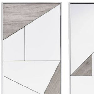 Homeroots Set Of Two Chrome And Natural Framed Accent Mirror  Metal,Mirror,Composite Wood 486472