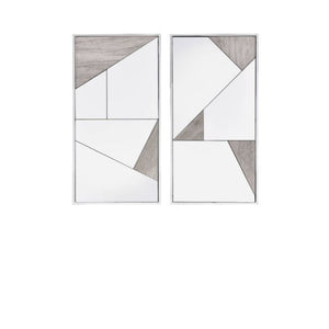 Homeroots Set Of Two Chrome And Natural Framed Accent Mirror  Metal,Mirror,Composite Wood 486472