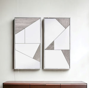 Homeroots Set Of Two Chrome And Natural Framed Accent Mirror  Metal,Mirror,Composite Wood 486472