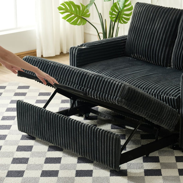 English Elm 53-inch Corduroy Recliner Sofa Bed with Usb Port Five Position Backrest Adjustment W2564P335437