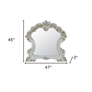 Homeroots 45" Antique Pearl Finish Irregular Dresser Mirror  Mirror,Pu,Wood (Aspen,Poplar),Veneer,Poly,Resin,Mdf 486510