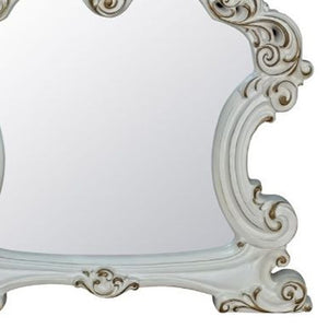 Homeroots 45" Antique Pearl Finish Irregular Dresser Mirror  Mirror,Pu,Wood (Aspen,Poplar),Veneer,Poly,Resin,Mdf 486510