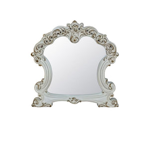 Homeroots 45" Antique Pearl Finish Irregular Dresser Mirror  Mirror,Pu,Wood (Aspen,Poplar),Veneer,Poly,Resin,Mdf 486510