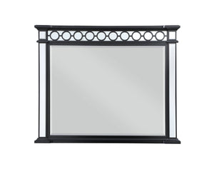 Homeroots 42" Mirrored, Black & Sliver Finish Dresser Mirror  Wood,Mirror,Composite Wood 486511