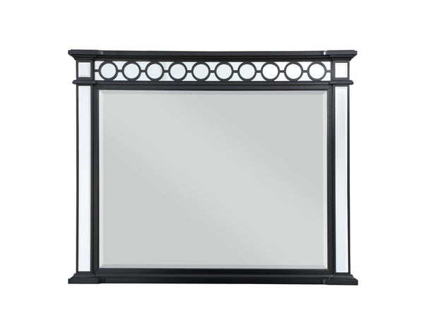 Homeroots 42" Mirrored, Black & Sliver Finish Dresser Mirror  Wood,Mirror,Composite Wood 486511