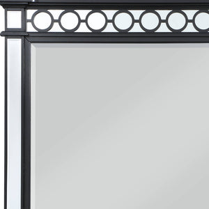Homeroots 42" Mirrored, Black & Sliver Finish Dresser Mirror  Wood,Mirror,Composite Wood 486511