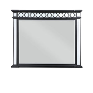Homeroots 42" Mirrored, Black & Sliver Finish Dresser Mirror  Wood,Mirror,Composite Wood 486511