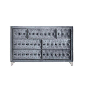 Homeroots 60" Gray Seven Drawer Triple Dresser  Manufactured Wood 486513