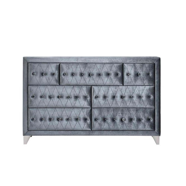 Homeroots 60" Gray Seven Drawer Triple Dresser  Manufactured Wood 486513