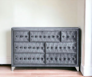 Homeroots 60" Gray Seven Drawer Triple Dresser  Manufactured Wood 486513