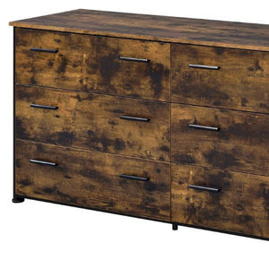 Homeroots 59" Brown And Black Six Drawer Double Dresser  Manufactured Wood 486514