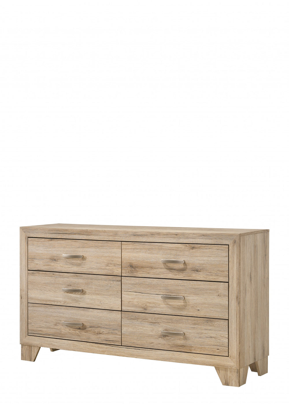 Homeroots 59" Natural Brown Manufactured Wood Six Drawer Double Dresser  Manufactured Wood 486515