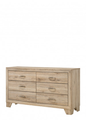 Homeroots 59" Natural Brown Manufactured Wood Six Drawer Double Dresser  Manufactured Wood 486515