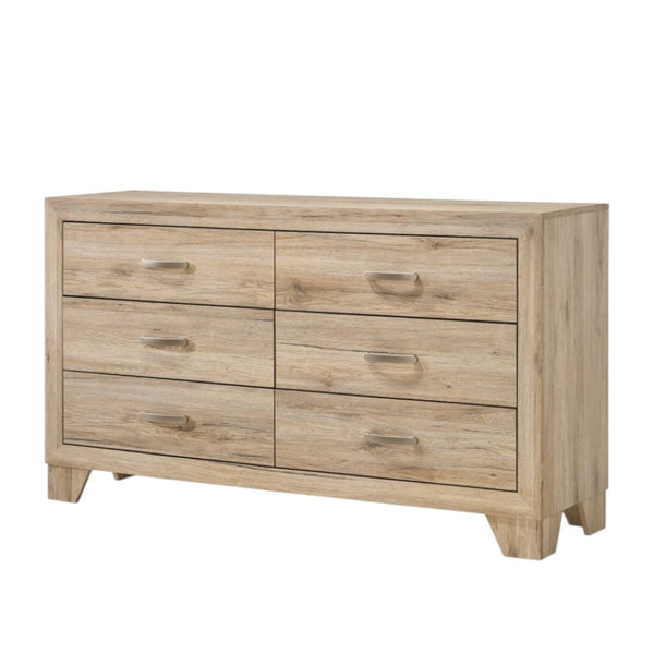 HomeRoots 59" Rustic Double Dresser with Six Drawers for Stylish Storage – Perfect for Modern Bedrooms! Natural 486515