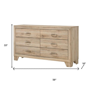 HomeRoots 59" Rustic Double Dresser with Six Drawers for Stylish Storage – Perfect for Modern Bedrooms! Natural 486515