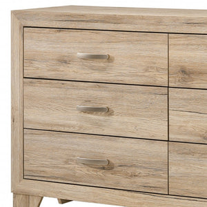 Homeroots 59" Natural Brown Manufactured Wood Six Drawer Double Dresser  Manufactured Wood 486515