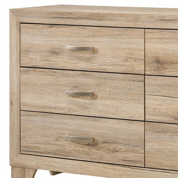 Homeroots 59" Natural Brown Manufactured Wood Six Drawer Double Dresser  Manufactured Wood 486515