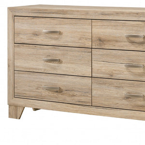 Homeroots 59" Natural Brown Manufactured Wood Six Drawer Double Dresser  Manufactured Wood 486515
