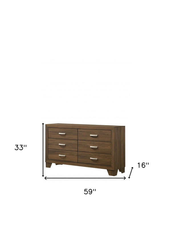 Homeroots 59" Brown Solid And Manufactured Wood Six Drawer Double Dresser  Solid And Manufactured Wood 486516