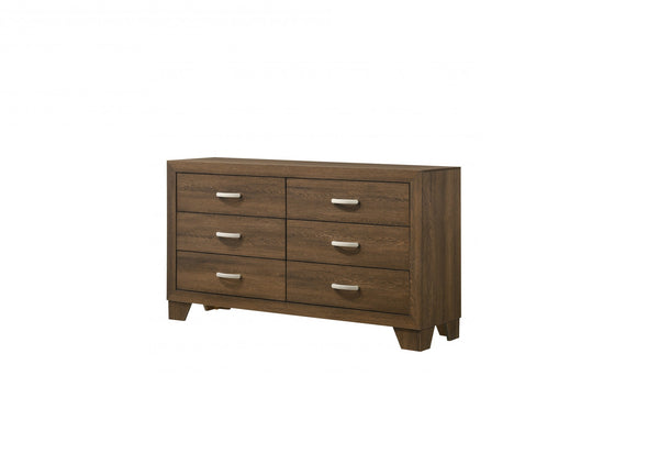 Homeroots 59" Brown Solid And Manufactured Wood Six Drawer Double Dresser  Solid And Manufactured Wood 486516