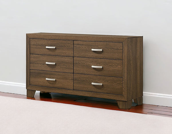 Homeroots 59" Brown Solid And Manufactured Wood Six Drawer Double Dresser  Solid And Manufactured Wood 486516