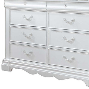 Homeroots 56" White Solid Wood Eight Drawer Double Dresser  Solid Wood 486517