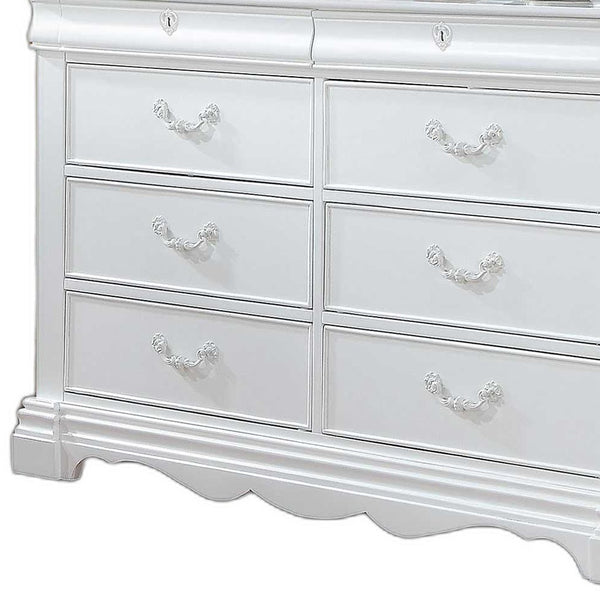 Homeroots 56" White Solid Wood Eight Drawer Double Dresser  Solid Wood 486517