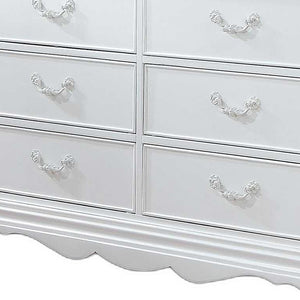 Homeroots 56" White Solid Wood Eight Drawer Double Dresser  Solid Wood 486517