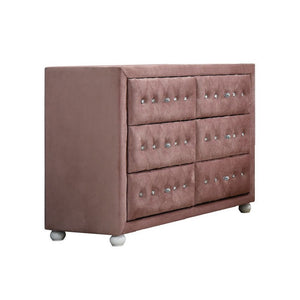 Homeroots 40" Pink Solid And Manufactured Wood Six Drawer Double Dresser  Solid And Manufactured Wood 486518