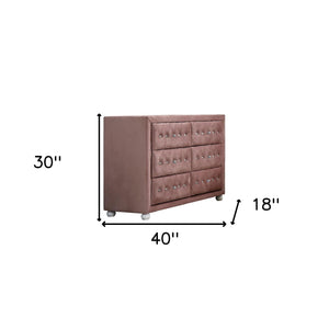 Homeroots 40" Pink Solid And Manufactured Wood Six Drawer Double Dresser  Solid And Manufactured Wood 486518