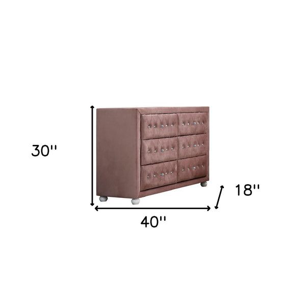 Homeroots 40" Pink Solid And Manufactured Wood Six Drawer Double Dresser  Solid And Manufactured Wood 486518