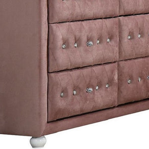 Homeroots 40" Pink Solid And Manufactured Wood Six Drawer Double Dresser  Solid And Manufactured Wood 486518