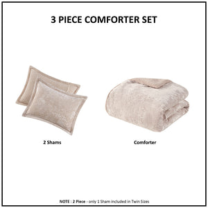 JLA Home Intelligent Design - Crushed Velvet Sherpa Reversible Comforter Set with Hypoallergenic Fill, OEKO‑TEX, Machine Washable Blush ID10-2267