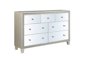 Homeroots 63" Champagne Solid And Manufactured Wood Mirrored Seven Drawer Triple Dresser  Solid And Manufactured Wood 486521