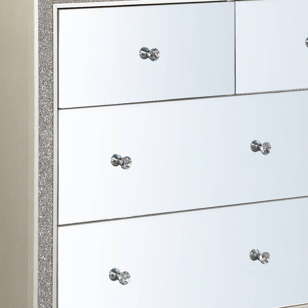 Homeroots 63" Champagne Solid And Manufactured Wood Mirrored Seven Drawer Triple Dresser  Solid And Manufactured Wood 486521