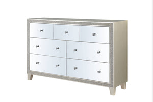 Homeroots 63" Champagne Solid And Manufactured Wood Mirrored Seven Drawer Triple Dresser  Solid And Manufactured Wood 486521
