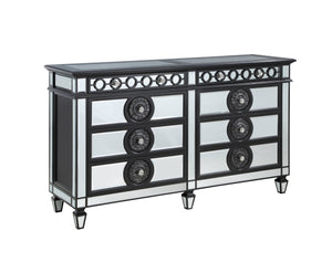 Homeroots 68" Black And Silver Solid And Manufactured Wood Mirrored Eight Drawer Double Dresser  Solid And Manufactured Wood 486522