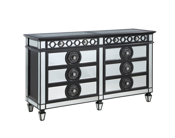 Homeroots 68" Black And Silver Solid And Manufactured Wood Mirrored Eight Drawer Double Dresser  Solid And Manufactured Wood 486522