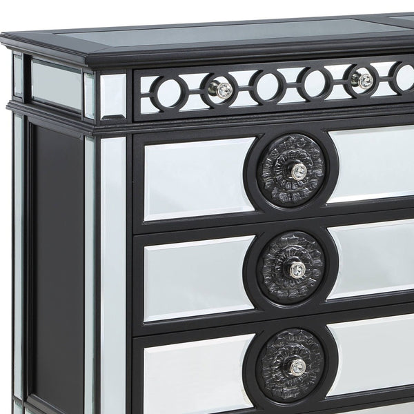 Homeroots 68" Black And Silver Solid And Manufactured Wood Mirrored Eight Drawer Double Dresser  Solid And Manufactured Wood 486522