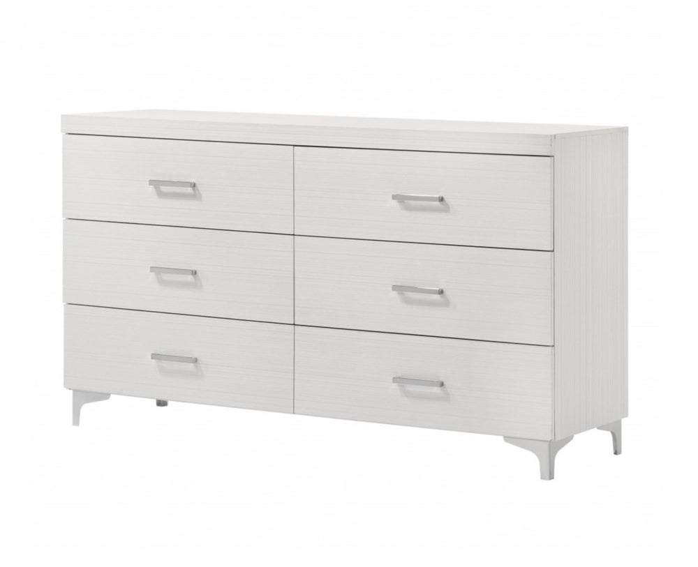 Homeroots 58" White Solid And Manufactured Wood Six Drawer Double Dresser  Solid And Manufactured Wood 486523