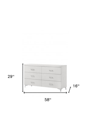 Homeroots 58" White Solid And Manufactured Wood Six Drawer Double Dresser  Solid And Manufactured Wood 486523