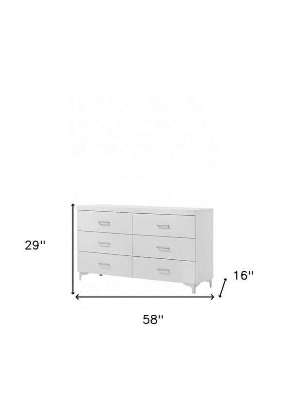 Homeroots 58" White Solid And Manufactured Wood Six Drawer Double Dresser  Solid And Manufactured Wood 486523