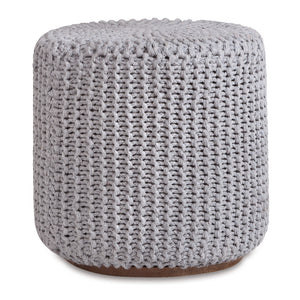 Homeroots 16" Light Gray Cotton Blend Round Pouf Ottoman Light Grey  486528