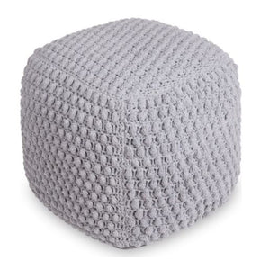 Homeroots 18" Light Gray Cotton Blend Pouf Ottoman Light Grey  486533